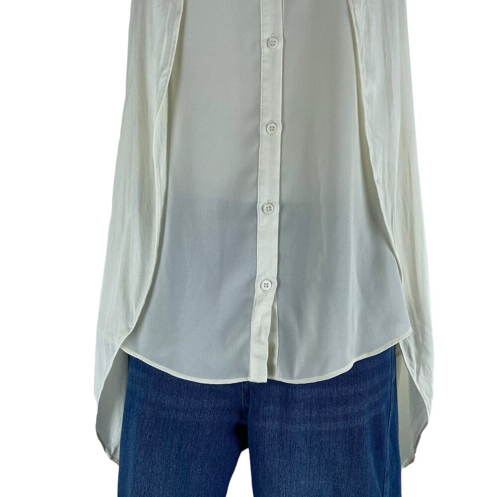 addison Revolve Cascade Hem Button Front Drapey Blouse Ivory Size S - Picture 6 of 10
